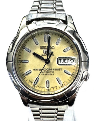 Vintage Seiko 5 Sports Automatic 23 Jewels Herrenuhr 7S36A, Tag/Datum, gebraucht