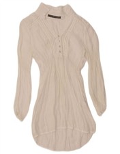 ZARA Womens Long Sleeve Tunic Dress UK 6 XS White Viscose DB07