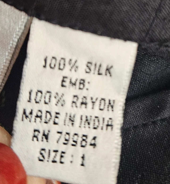 Chico's 100% шелк черный цветочный вышитый нарядный куртка Chico's Sz 1 (США M/8) - Изображение 3 из 4