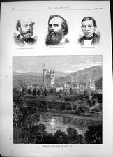 Antique Old Print Balmoral Castle River Dee Late John Peel Henry Tidey 1872