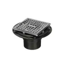 Oatey Round Black ABS Shower Drain with 4-3/16 in. Square Screw-In Chrome Drain
