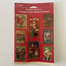 Vintage Carlton Cards Holiday Stickers 4 Sheets Christmas Santa Claus