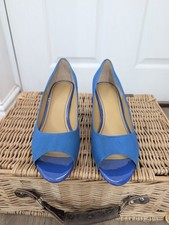 Nine West Pep Toe Womens Blue Shoes Size 10w Leather