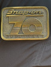 Vintage Snap On Tool Brass Belt Buckle 70th Anniversary Made In USA