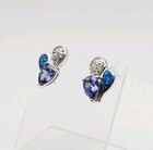 Sterling Silver 1.50ct TW Tanzanite, Opal & CZ Post Back Earrings — photo 3