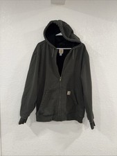 Carhartt Men's Green Thermal Lines Zip Up Hooded Jacket; Size Large