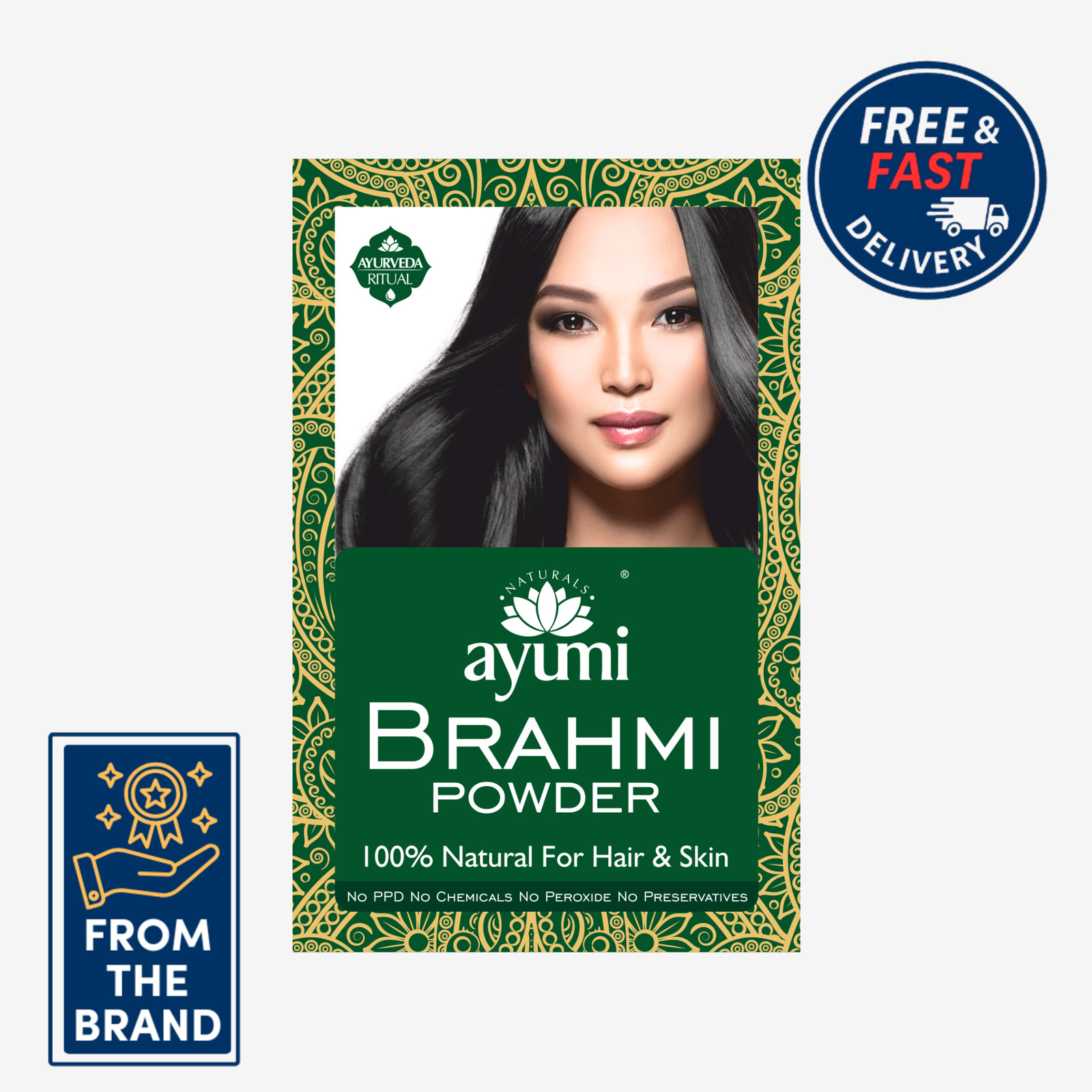 Ayumi Brahmi Powder | Brahmi Powder Stimulates Hair Growth | 100g