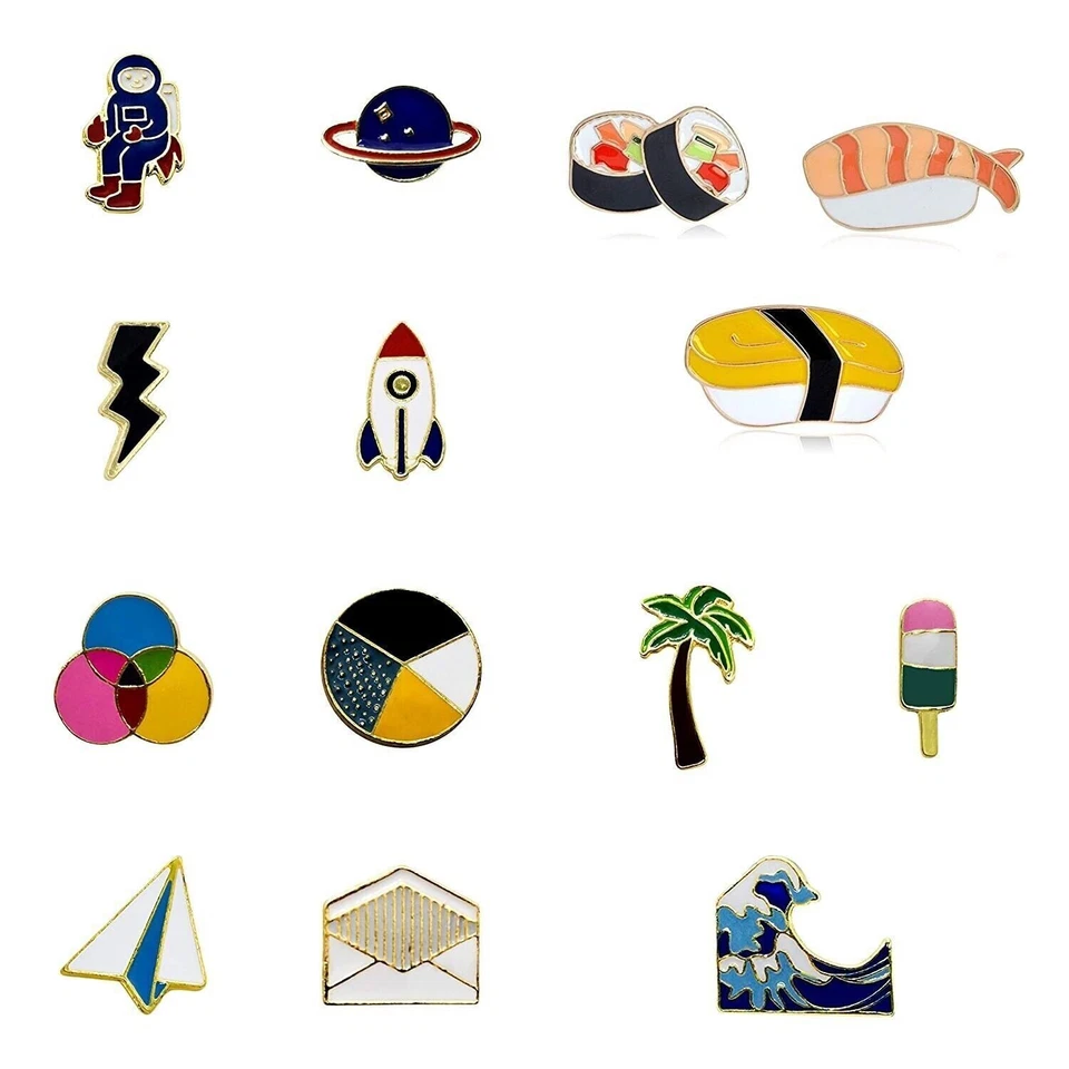 Metal Badge Combo Pack of 14 Set Enamel Pins Multicolor for Men and Women AU - Image 2 of 2