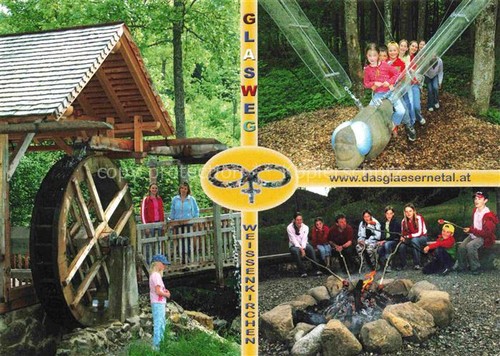 Weissenkirchen Attergau Das glaeserne Tal Wasserrad Lagerfeuer