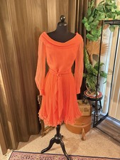 Vintage 1970  s Dress Peach/orange Long Sleeved knee Length deadstock Jack Bryan