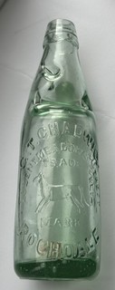 G.T. CHADWICK BENTMEADOWS ROCHDALE ( Dog) 10oz Codd marble bottle c 1890s.