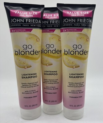 Lot Of 3 John Frieda Go Blonder Lightening Shampoo 10 Fl Oz FREE SHIPPING