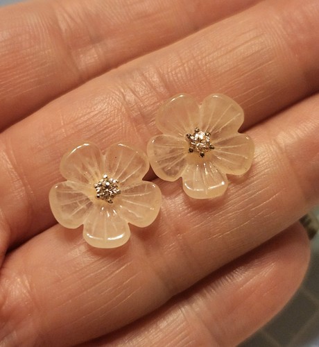 Natural Rose Quartz & Crystal Flower Earrings Handmade Pink Dainty Reiki - Picture 7 of 8