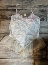 Vintage Gold Label Victoria's Secret Baby Pink  Cream Satin Teddy Large