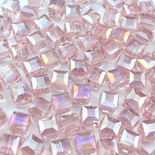 100Pcs 6Mm Crystal Glass Beads Cube Shape Loose Square Spacer Beads AB Color Cra