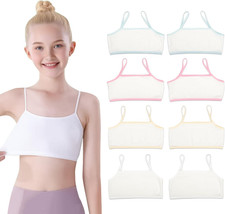 8 Pack Girls Crop Top Bras, Training Bras for Girls Age 8-12, Soft Comfortable C