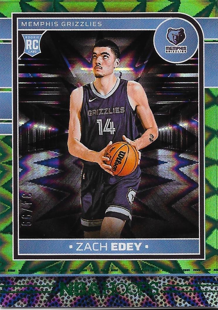 2024-25 Panini Hoops Zach Edey 34/99 Green Expolsion Rookie #239