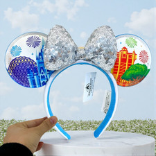Disney Parks WDW Park Icons Castle Ear Silver Minnie Mouse Ears Headband
