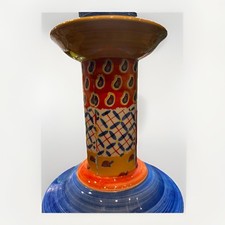 Vintage R.B. Bernarda Portugal Hand-  Painted Ceramic Candlestic