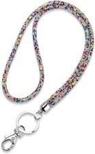 SAVORI Key Lanyard For Women, Rhinestone Bling ID Card Multicolor