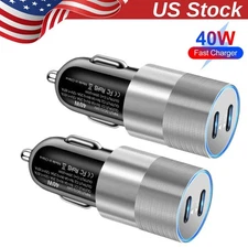 USB Type-C Fast Adapter PD 40W Car Charger For iPhone 11 12 13 14 15 16 Pro Max