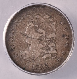1836 3/3 Capped Bust Half Dime - ANACS F12 Details 