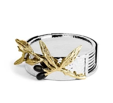 Luxury Michael Aram Olive Branch Coaster Set of 6 – Gift Ready NIB - Judaica