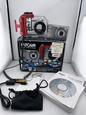 Intova IC 12 Silver Dive Camera With Underwater Case Cable Tested Good!