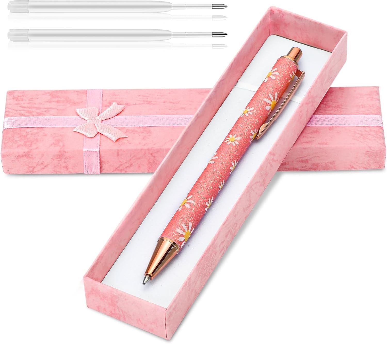 1 Piece Sparkly Floral Pen Gift Set,Metal Floral Pen for Women,Bling Shiny Dais