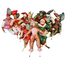 Lot of 10 Sugarloaf Holiday Jester Dolls Harlequin Holiday Decor Vintage Style