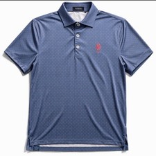 Turtleson Mens Polo Shirt Blue Dot Performance Golf Stretch Logo Size L
