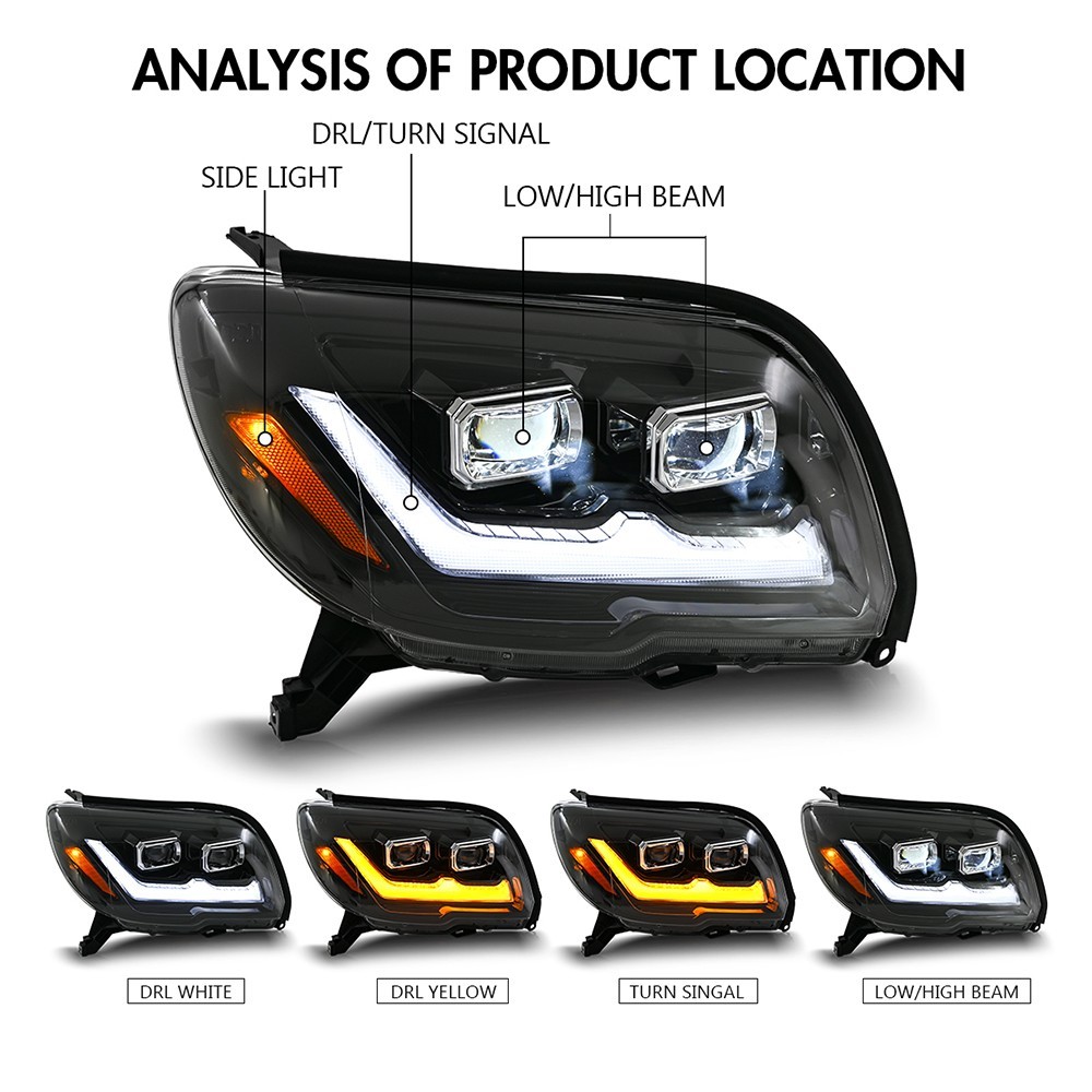 Pair LED Front Headlights For Toyota 4Runner 2006-2009 DRL