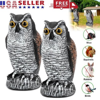 2PCS Owl Decoy Statue Protect Garden Yard Scare Birds Away Pigeon Repellent US