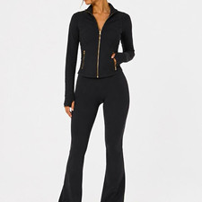 Lululemon Black with Gold Zipper and Flare pants size8