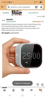 REACHER Fast Custom Pomodoro Timer Cube | Productivity Timer | Small Visual
