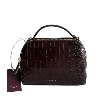 RADLEY Handtasche dunkelbraun Leder kleine Tasche Crossbody Grab-Elm Avenue Kunstleder Kroko