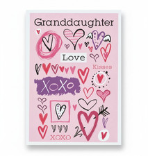 Happy Birthday Greeting Card for Granddaughter With Envelope XOXO Hearts Pink