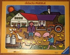 Ravensburger didacta Rahmen-Puzzle 40 Teile: Auf dem Bauernhof #06 603 2 ©1974