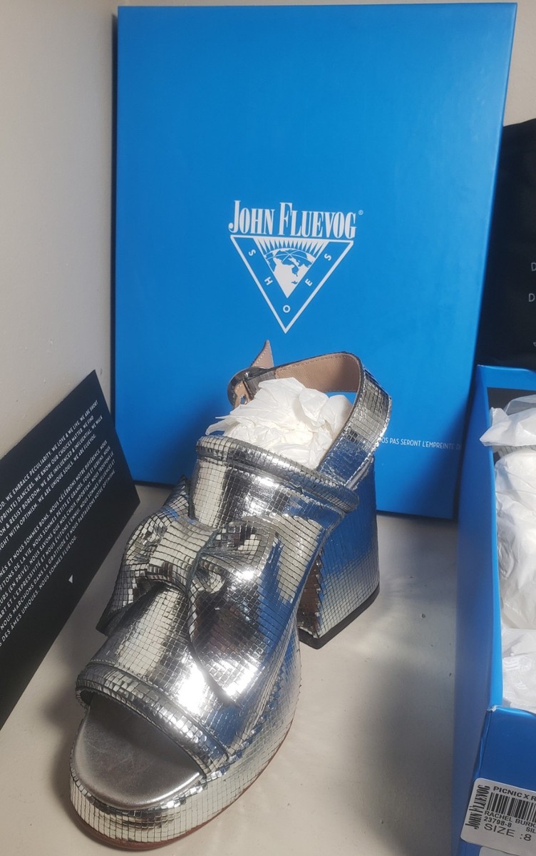 NIB** John Fluevog x Rachel Burke Silver Disco Ball Slingback