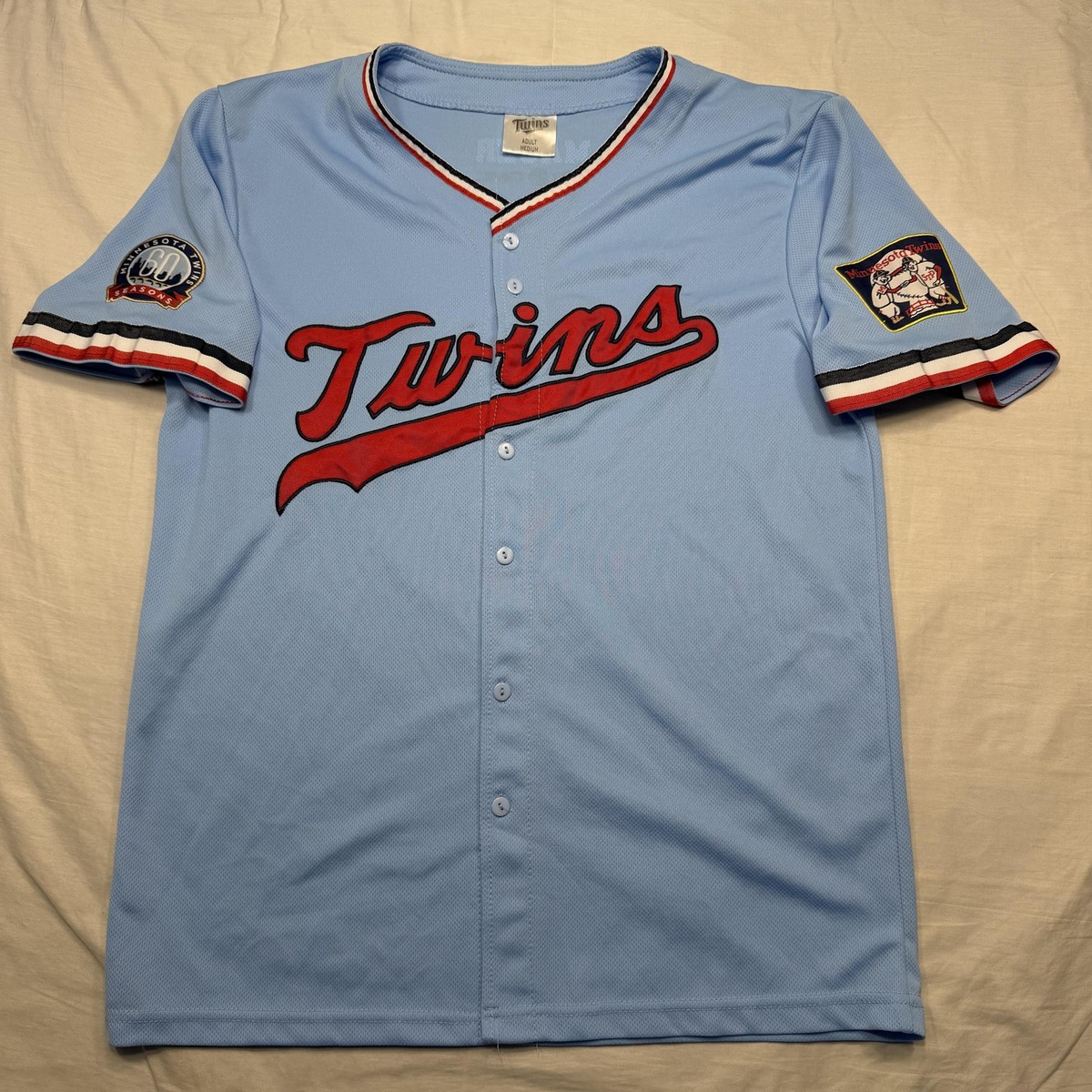 Minnesota Twins Jersey Mens Medium Blue MLB Baseball Joe Mauer