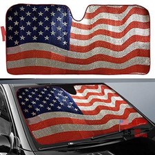 Car Sun Shade, Windshield Sun Shade American Flag Sunshades Red-American Flag