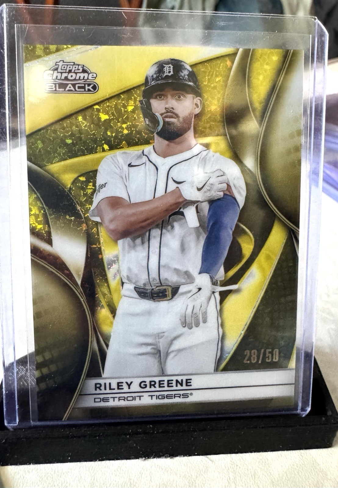 2025 Topps Chrome Black Riley Greene /50 Gold Mini Diamond #108 Tigers