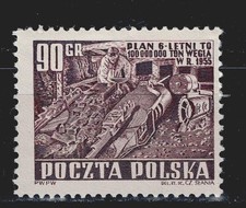 Poland Underground Coal Miner stamp 1955 MLH AA
