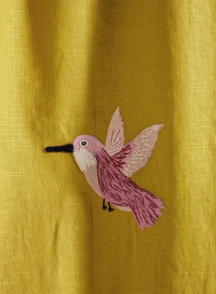 Panel Cortina Pájaro Anthropologie Silvia Cuentas Chartreuse Dorado 50 x 84 NUEVO Foto 3 de 4