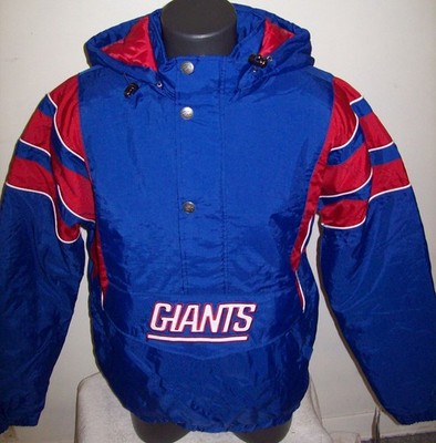 Giants Jacket New York Giants Starter Hooded Half Zip Pullover BLUE XL