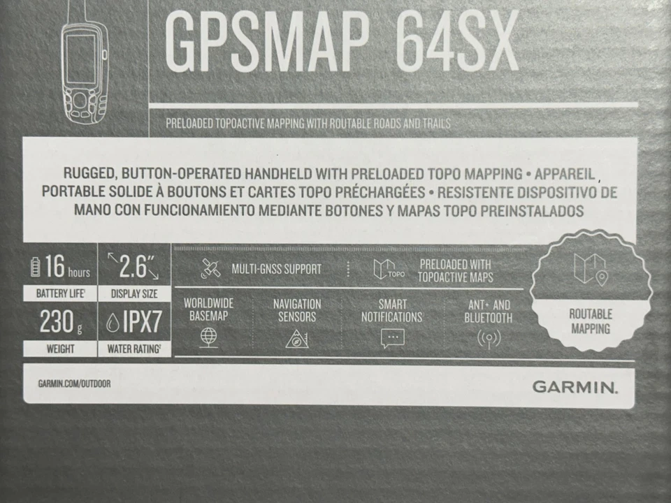 Garmin GPSMAP 64sx, Handheld Hiking GPS, Compass & TopoActive Maps +  Altimeter - Image 4 of 4