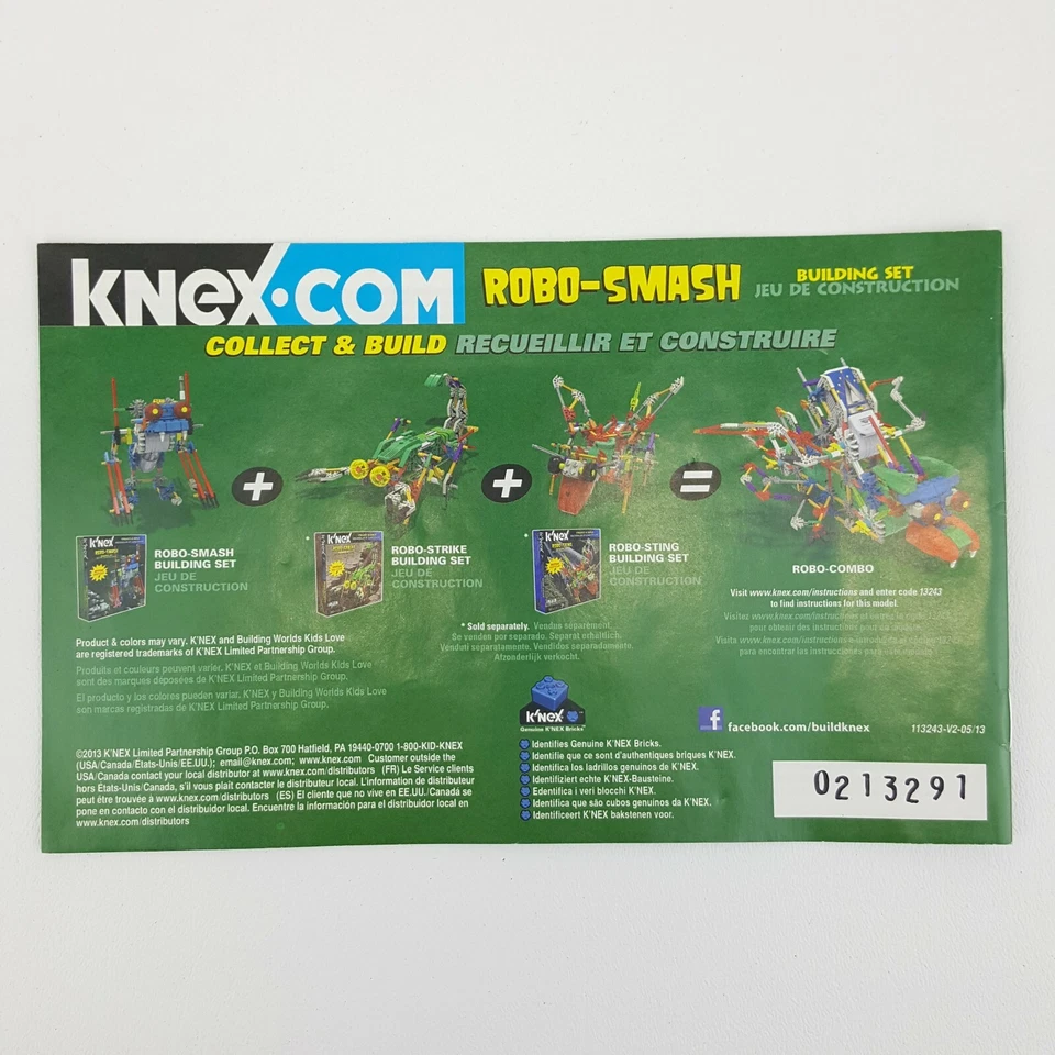 K'nex Robo Smash Instruction Manual Booklet Replacement Part 13243 - Image 2 of 2