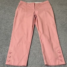 Talbots Perfect Crop Pants Women  s 8P Peach Tapered Buttons Pockets Classic City