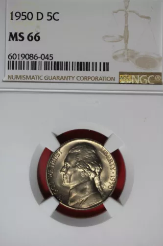 1950 D- NGC 5C MS66 JEFFERSON NICKEL #B48728