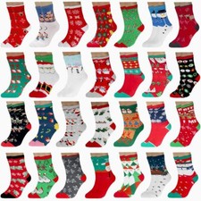 28 Pairs Christmas Holiday Socks Bulk Unisex Adult Family Gift Exchange